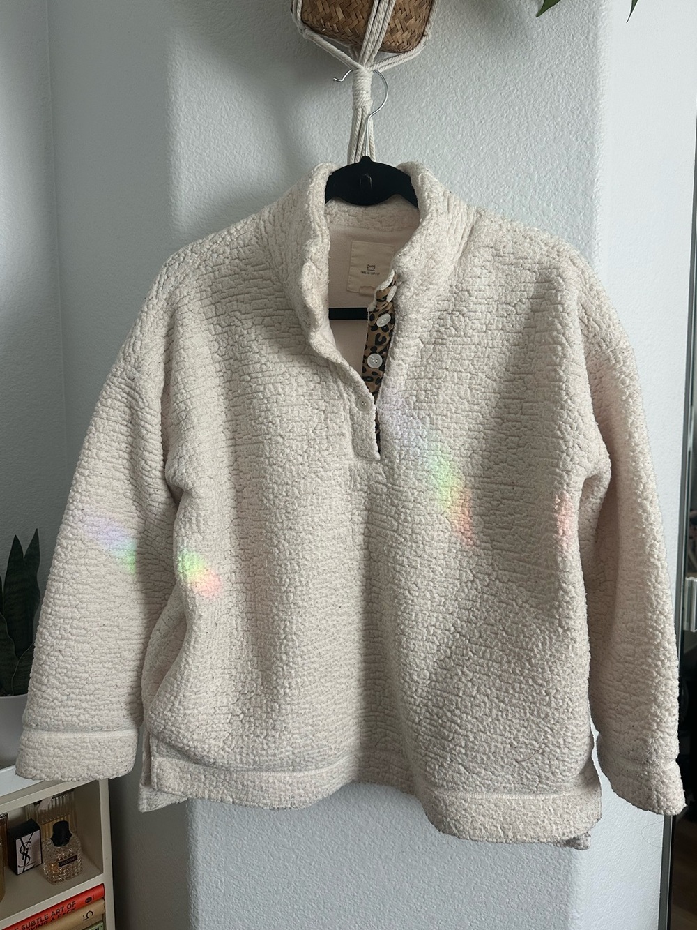 Thread & Supply Cream Sherpa Half-Zip Pullover xsmall